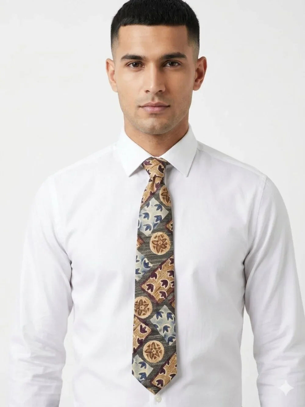 Vintage Structure Tie Silk Academia 90's Grunge Burgundy Green Floral